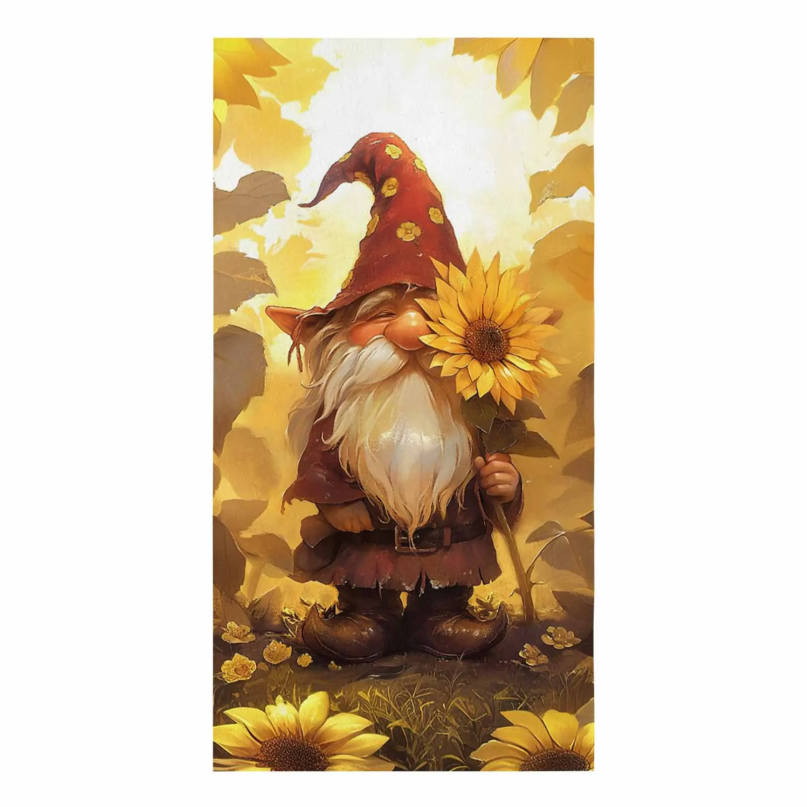 Autumn Dwarf Sunflower Oil Painting Towel Set Cleaning Cloth Kitchen Accessories Dish Washing Cloth Household