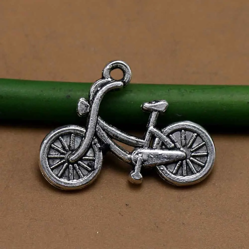 

20 Pcs Bicycle Necklace Pendant Metal Charms Bike Jewelry Making Pendants Fashion Alloy Silver