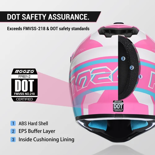 Imagen 2 del producto Cascos de motocicleta para niños, casco juvenil de cara completa, casco ligero Atv Road Cross con ala y visera para aprobado por DOT