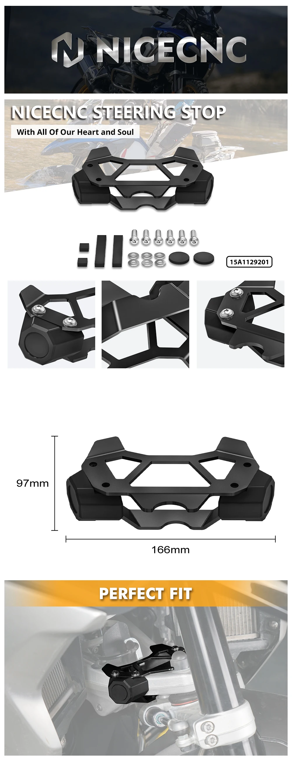 NICECNC Motorrad-Cockpit-Verkleidungslenkstangenabdeckung Schutz für BMW R1250GS R1250 GS R 1250GS 2018-2023 R1200GS 16-18 – Detail 8