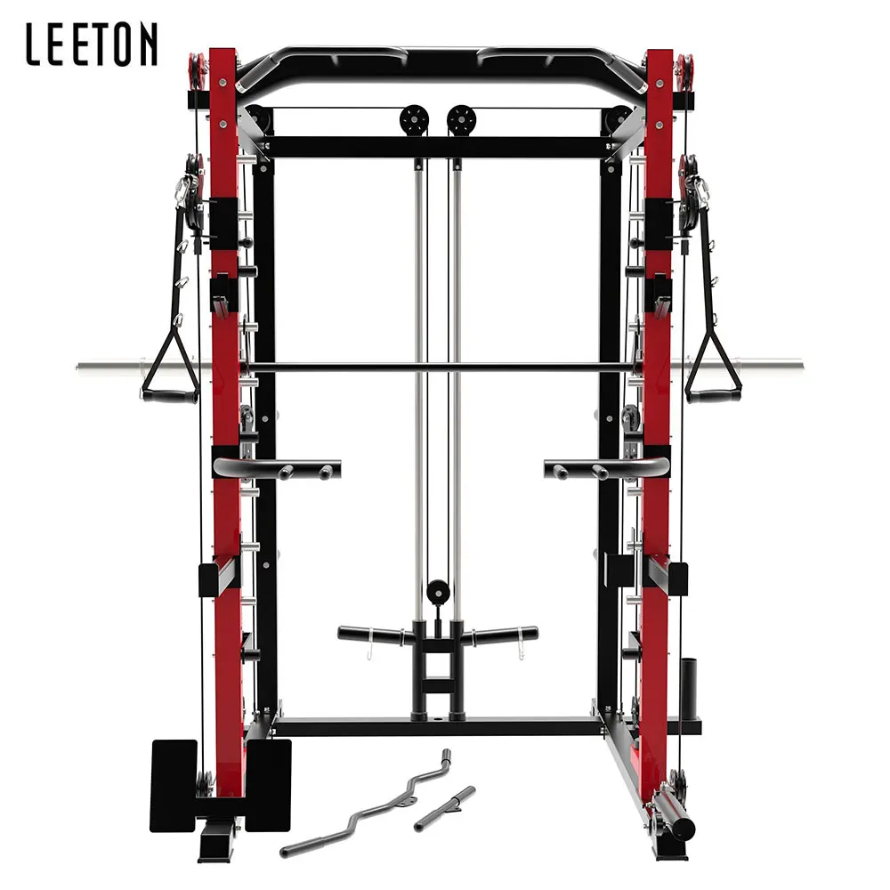 Portable Anti-Scratch Power Rack Smith Machine Tailored Multi-Function With Non-Slip Rubber Feet Stationary Equipment