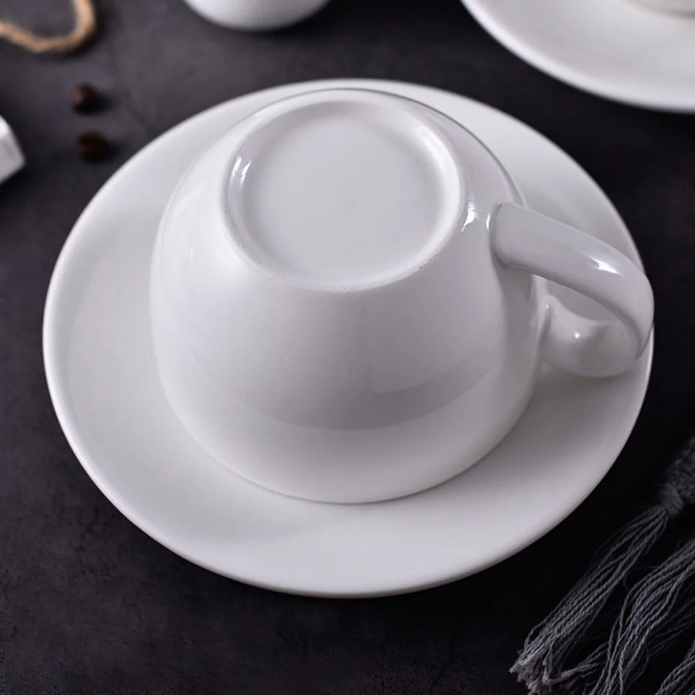 

1Set White Ceramic Coffee Cup Saucer Set Practical Tea Cup Tray Afternoon Tea Tableware Gift Ceramic Coffee Mug