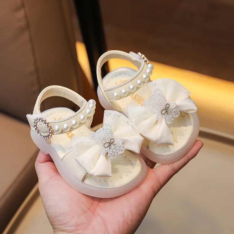 Girls Shoes Fashion Kids Shoes 2024 Summer New Baby Walking Shoe Antiskid Sandal Bow Princess Shoe Sandals for Girls Sandalias