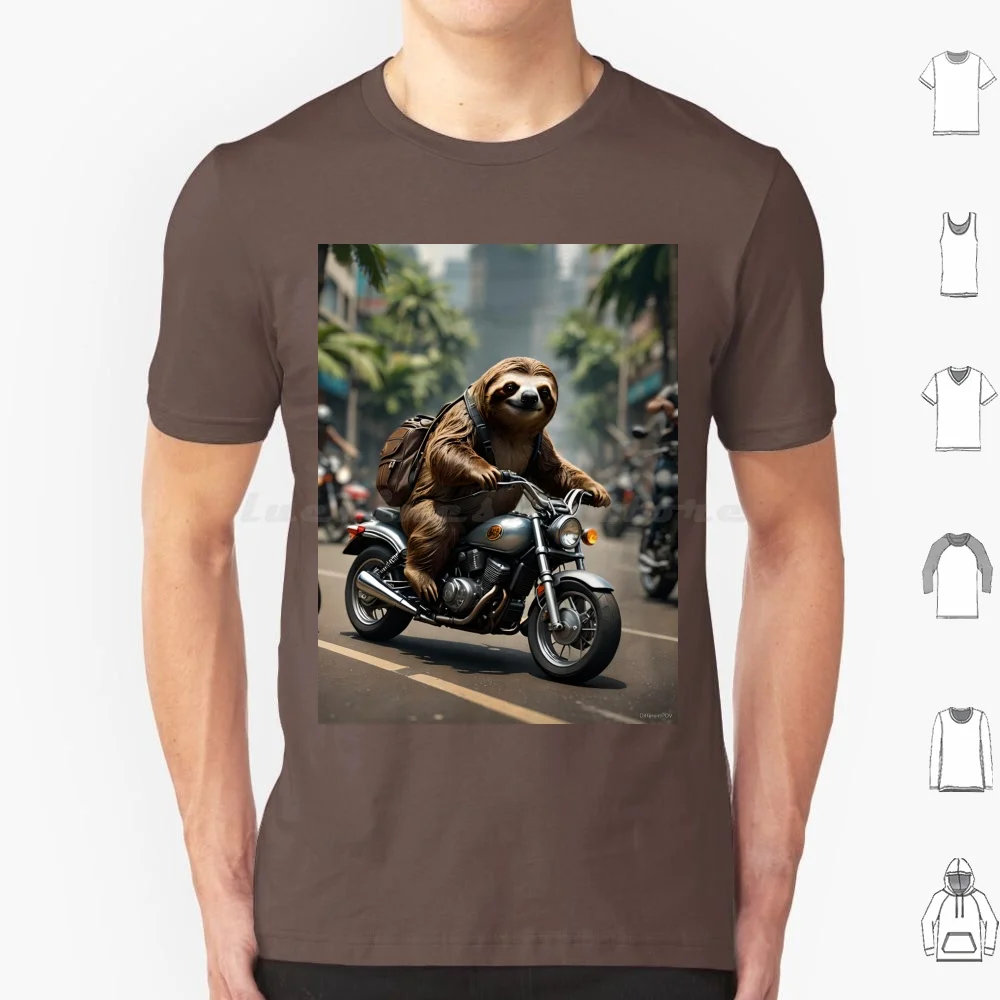 

Ленивец езда на мотоцикле футболка хлопок для мужчин женщин DIY принт ленивец езда на мотоцикле неконфортист абстрактные животные райдер велосипед