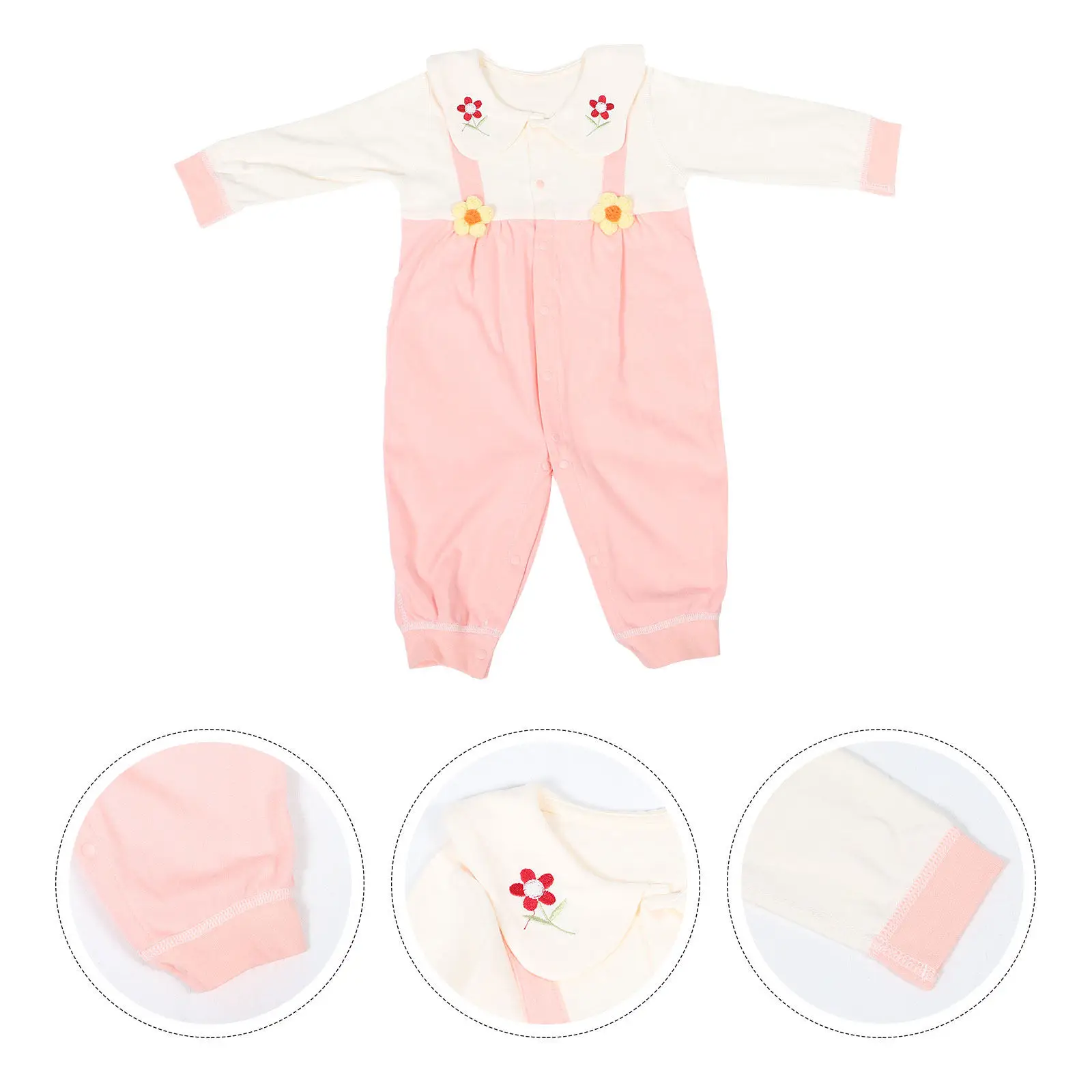 Long Sleeve Baby Bodysuit Cotton Newborn Romper Vintage Collar Design Fall Spring Outfit Day Night Wear Comfortable Breathable
