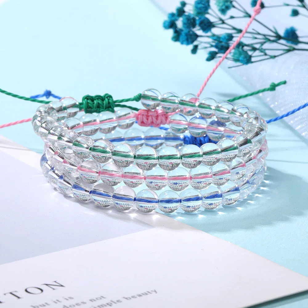 Make A Wish Pink Bracelet Jewelry Accessories Women Fashion Luxury Bangles Handmade Wholesale Bulk Items Glass Beaded Bracelets