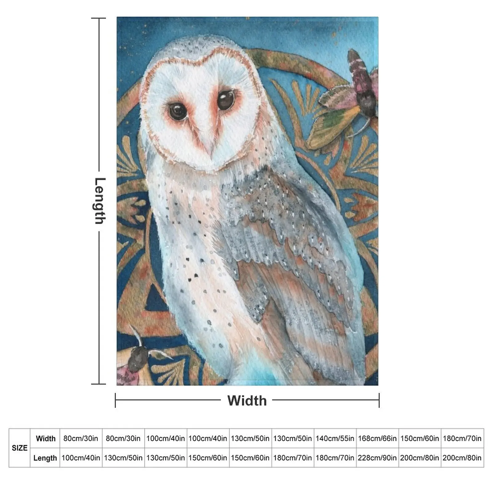 Watercolor barn owl with two hawkmothes Throw Blanket Blankets Sofas Of Decoration Large Softest Blankets