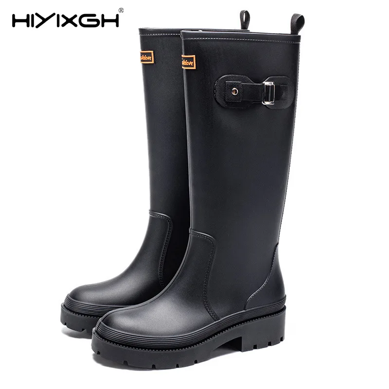 Fashion Ladies High Top Waterproof Rain Boots Non-slip Wear-resistant Rubber Boots Outdoor Long Tube Rain Shoes For Women view 6