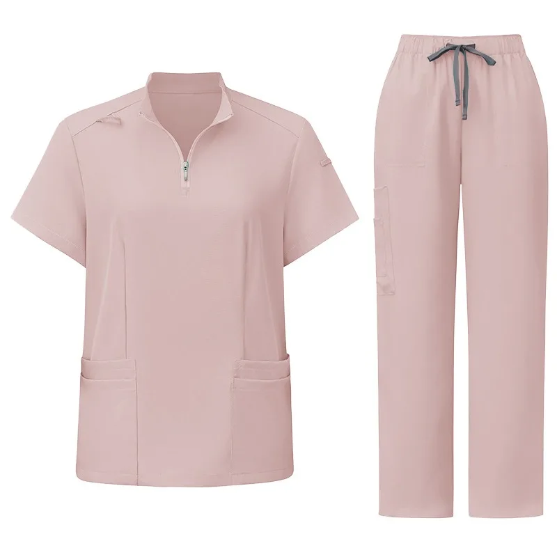 

New Fashionable Stand-up Collar Zipper Doctors and Nurses Work Uniforms Scrubs Surgical Gowns Scrubs Suit Laboratory Clothing