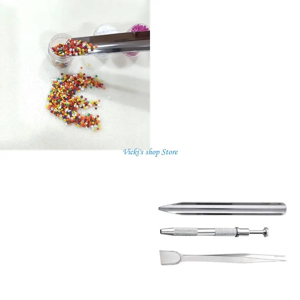 3 Pieces Professional Jewelry Tweezers Metal Diamond Holder Beading Tools