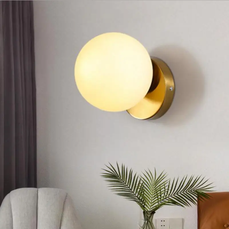 

Modern Simple Glass Wall Lamp Bedroom Bedside Wall Light Living Room Decoration Led Lamp Industrial Decor Mirror Lights