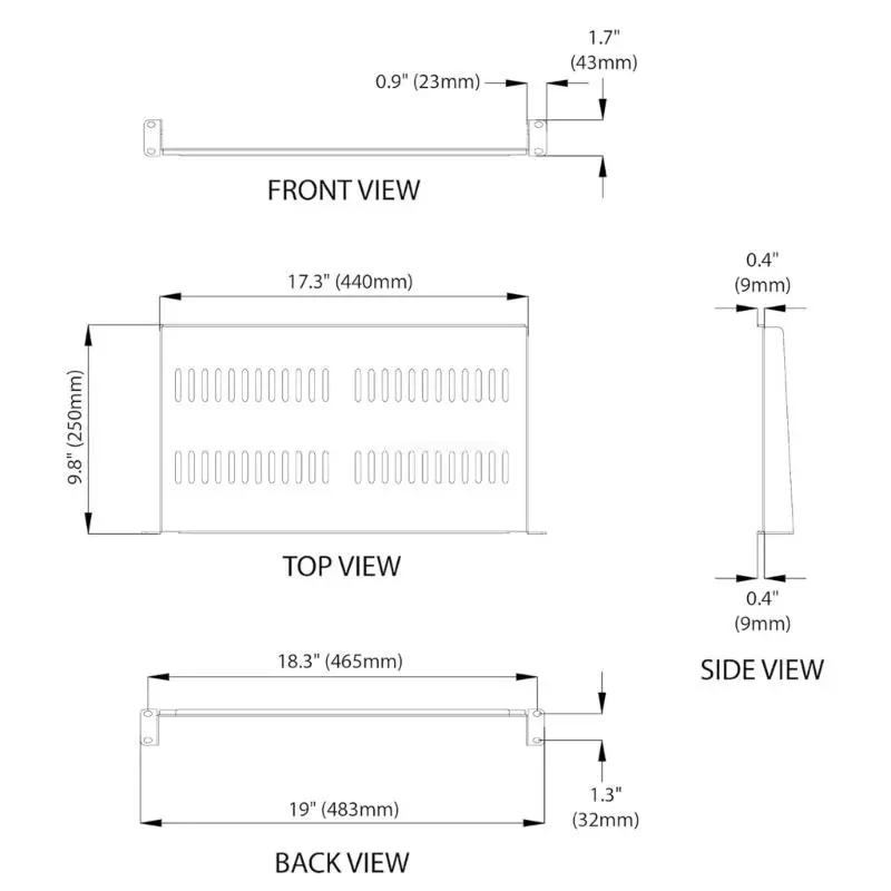 1U Server Rack Shelf Vented Tray for 19