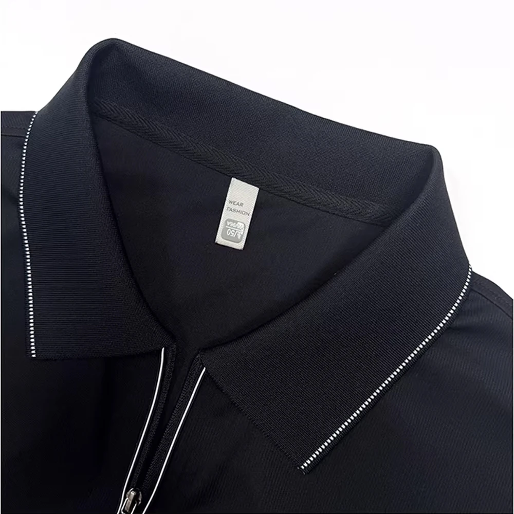 Men's Half-Zip Polo Shirt, Summer Short Sleeve Solid Color Business Casual Turn-Down Collar T-Shirt Breathable and Sweat-wicking