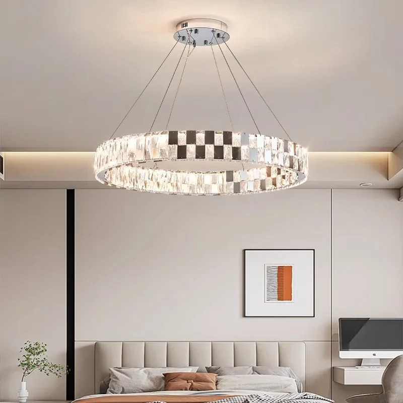 NewFrench Living Room Dining Room Crystal Chandelier Light Luxury Simple Atmosphere Whole House Lighting Pendant Light