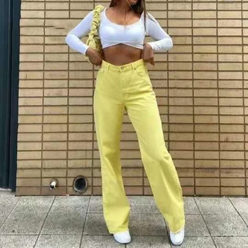 Hot Girl Y2K High Waist Pants 2023 New Color Fashion Slim Retro Wide Leg Jeans Women Loose Street Hot Trousers Chic Denim Pants