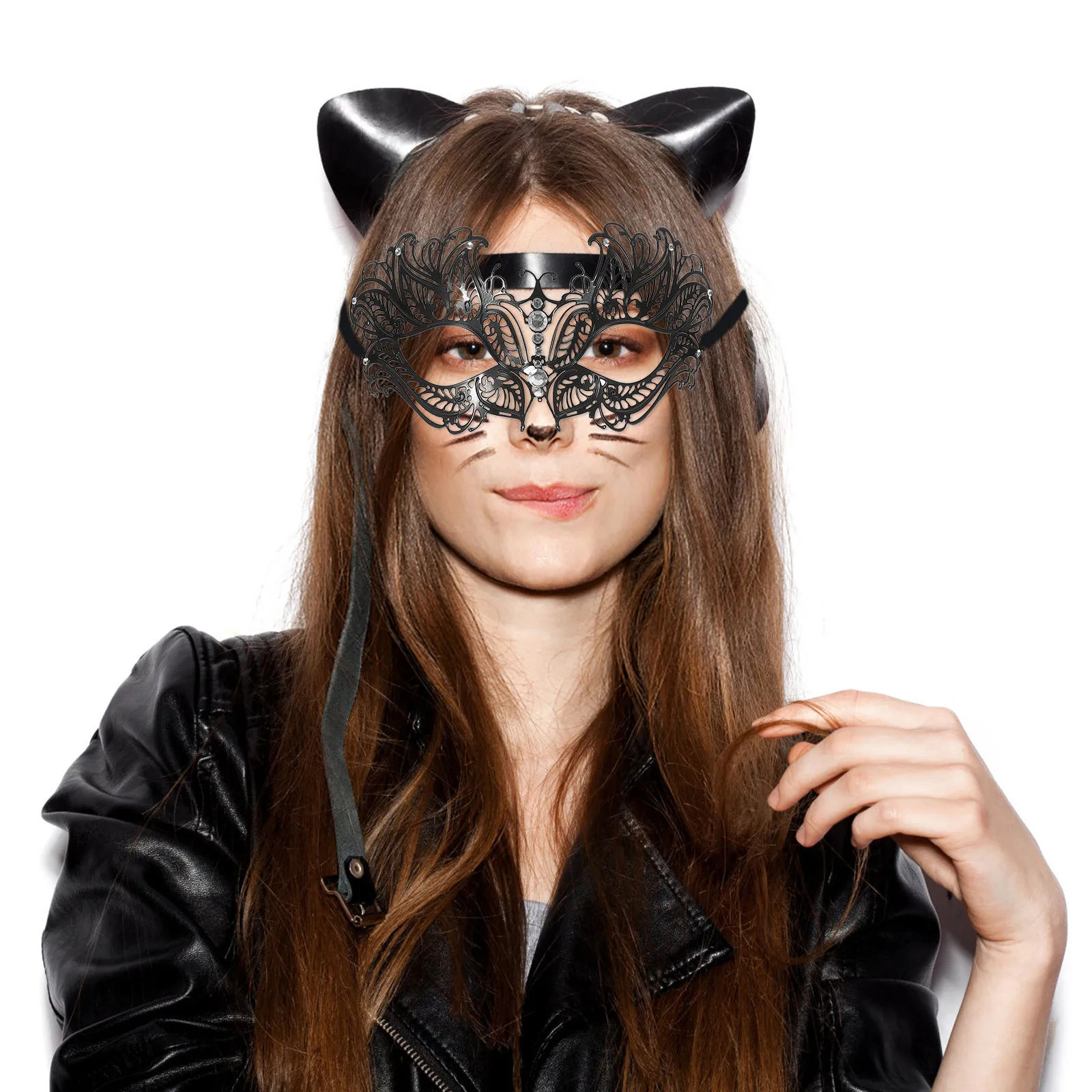 

Halloween Mask Half Face Black Eye for Masquerade Party Makeup Women Cosplay Lovers