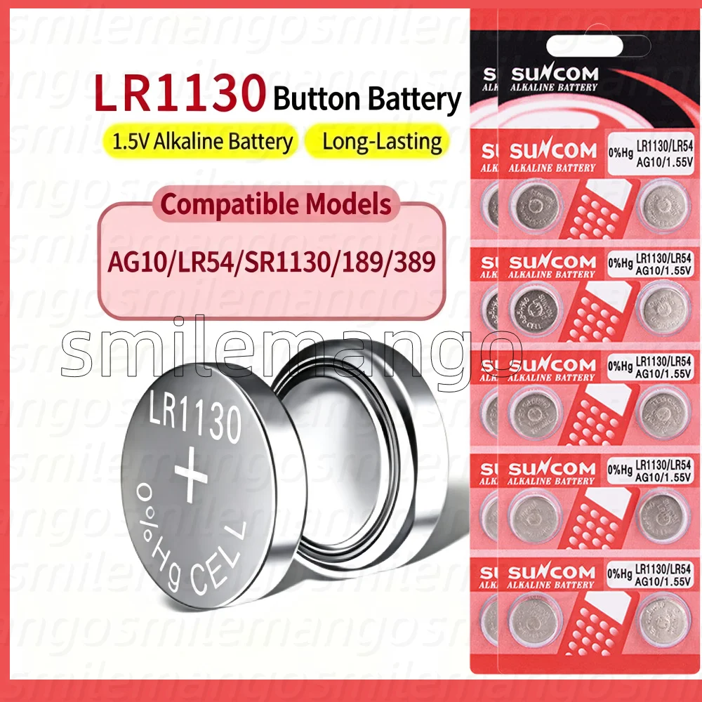 LR1130/AG10 Button Cell Batteries for Electronic Watches, AG10 Button Cell Batteries for Toys, Electronic Watches and Clock