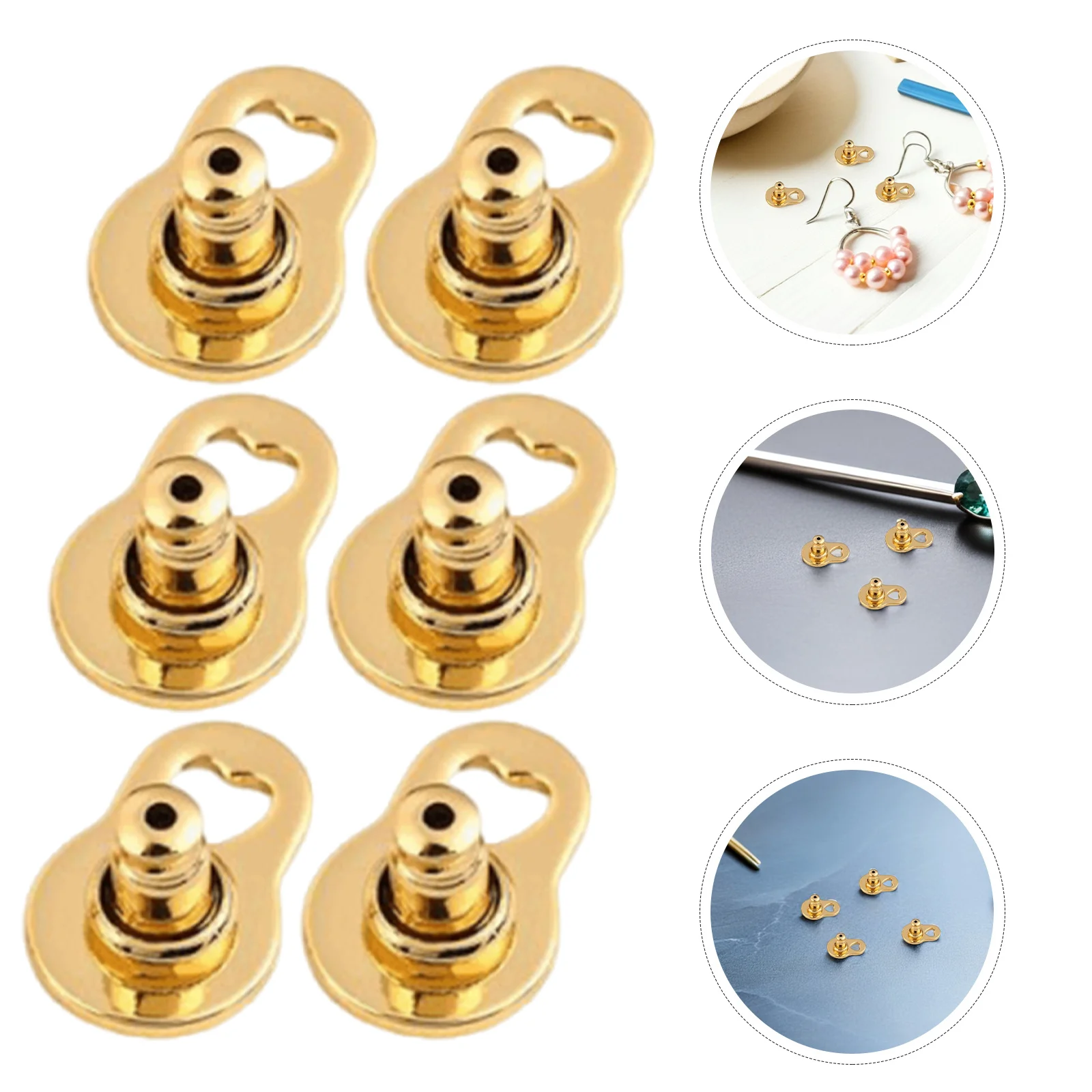 

10Pcs Earring Support Lifters Backs for Heavy Hoop Earrings Secure Locking Mechanism Prevent Drooping Skin-Friendly Brass Ear