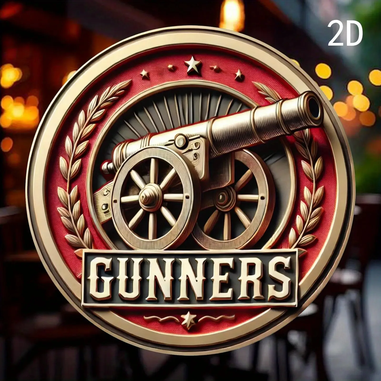 2D Flat, 2D Flat Plane, 1pc British Army Gunner Badge Wall Decor - Vintage Cannon with 