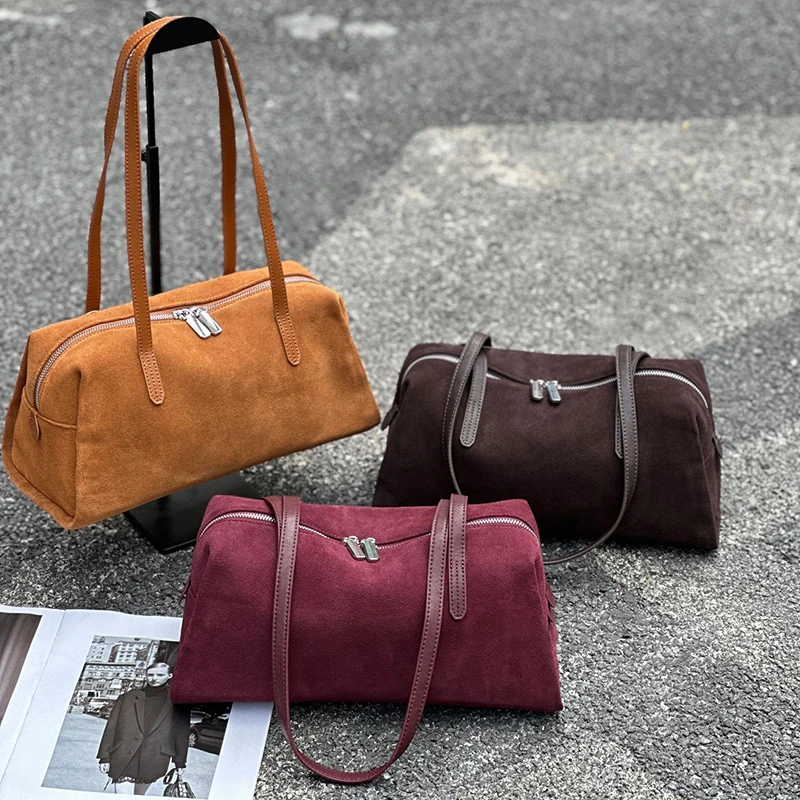 

Small Suede Bag Genuine Leather Large Women's Bag Shoulder Pillow Bag Top-Handle Handbag High Quality Designer Luxury 2025 Bag