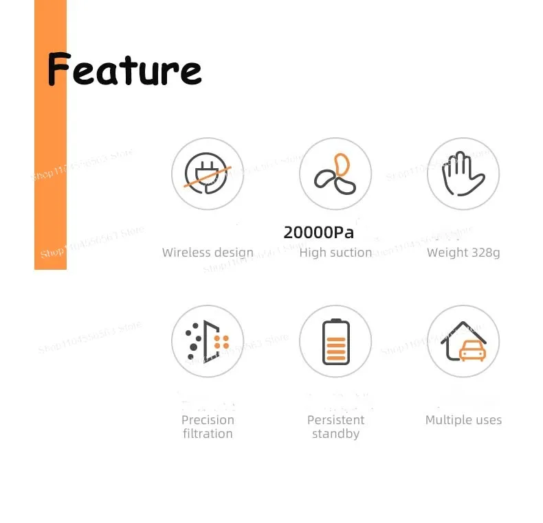 20000 Pa 5000 MAh 3-in-1 Ventilatore Collettore di polveri Aspirapolvere portatile per auto domestica