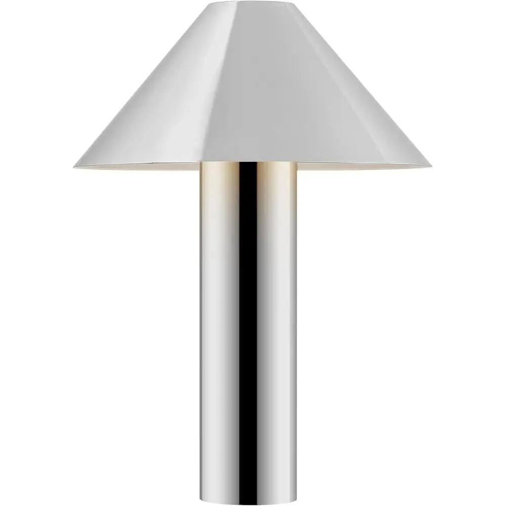 20.5-Inch Chrome Metal Table Lamp with LED Bulb - Minimalist Design for Living Room, Bedroom, Entryway, or Home Office