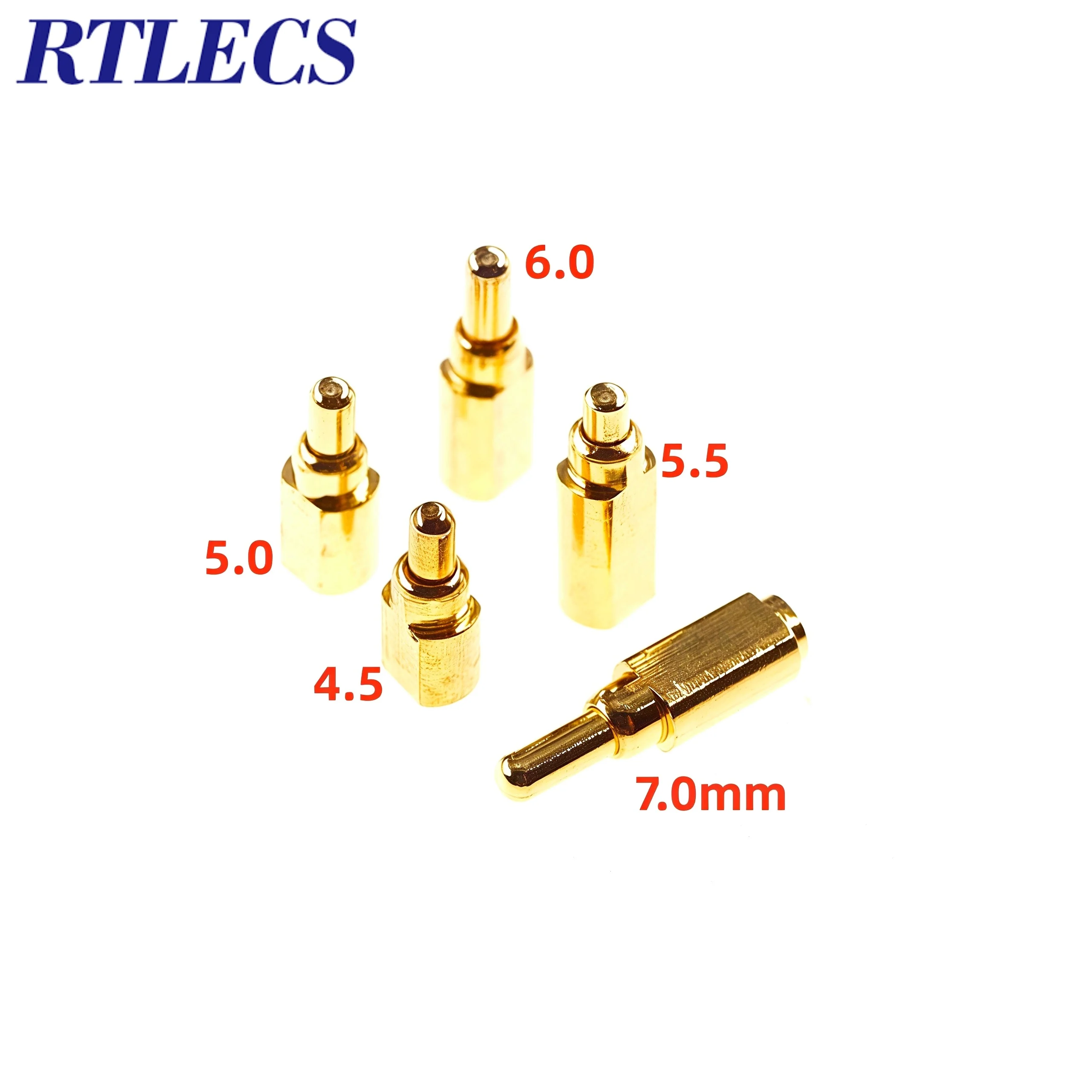 Spring Loaded Pogo Pin Connector Set 4.5-7mm Surface Mount PCB Solder Right Angle 90 Degree Gold Plated for Electronics