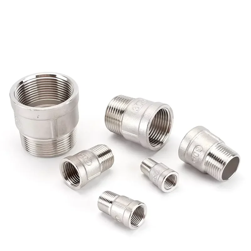 Female/Male Thread Pipe Fitting Straight Connector 1/4＂3/8＂1/2＂3/4＂1＂1.2＂1.5＂2＂BSP 304 Stainless Steel Adapter Joint Acc