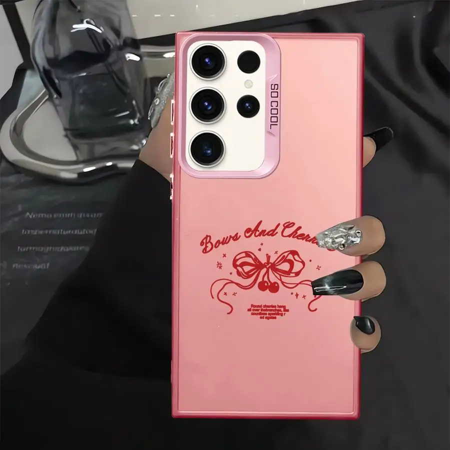 Case for Samsung Galaxy S26 S23 Ultra S24 FE S21 Note 20 Ultra S23 S22 S25Edge S20 Plus Phone Cover Red Bowknot Cute Design