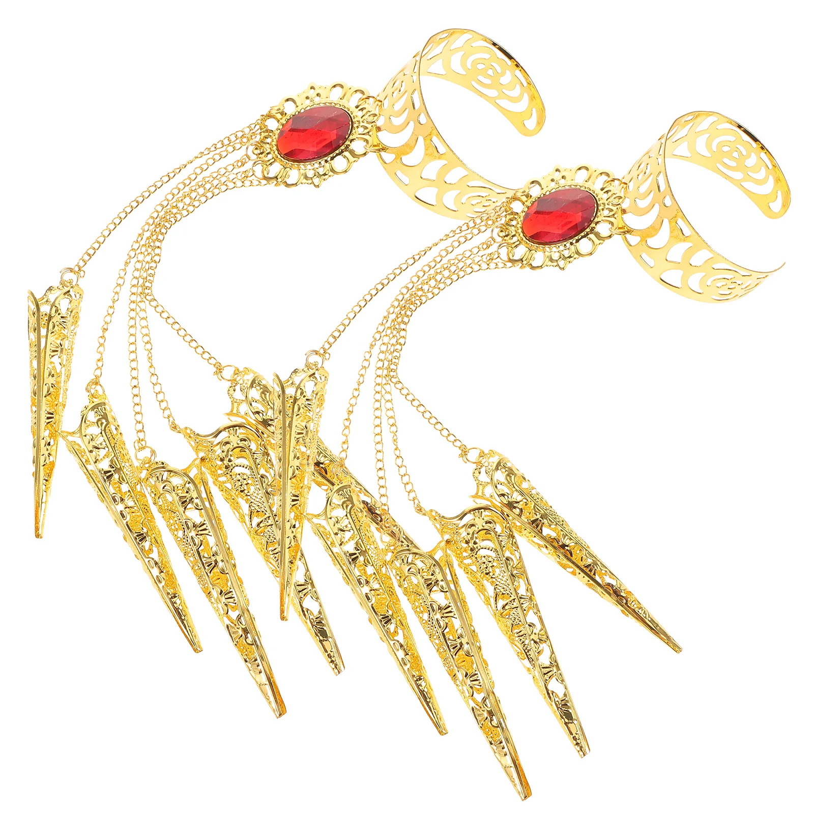 

2Pcs Belly Dance Bracelet Finger Nails Stage Performance Props Exquisite Texture Delicate Indian Costume Accessories
