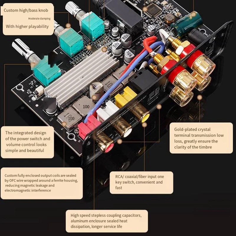 Mini Small Power Amplifier Audio Power Amplifier 100Wx2 Fever-Grade Home Stereo Bluetooth Power Amplifier 5.3 Us-Plug