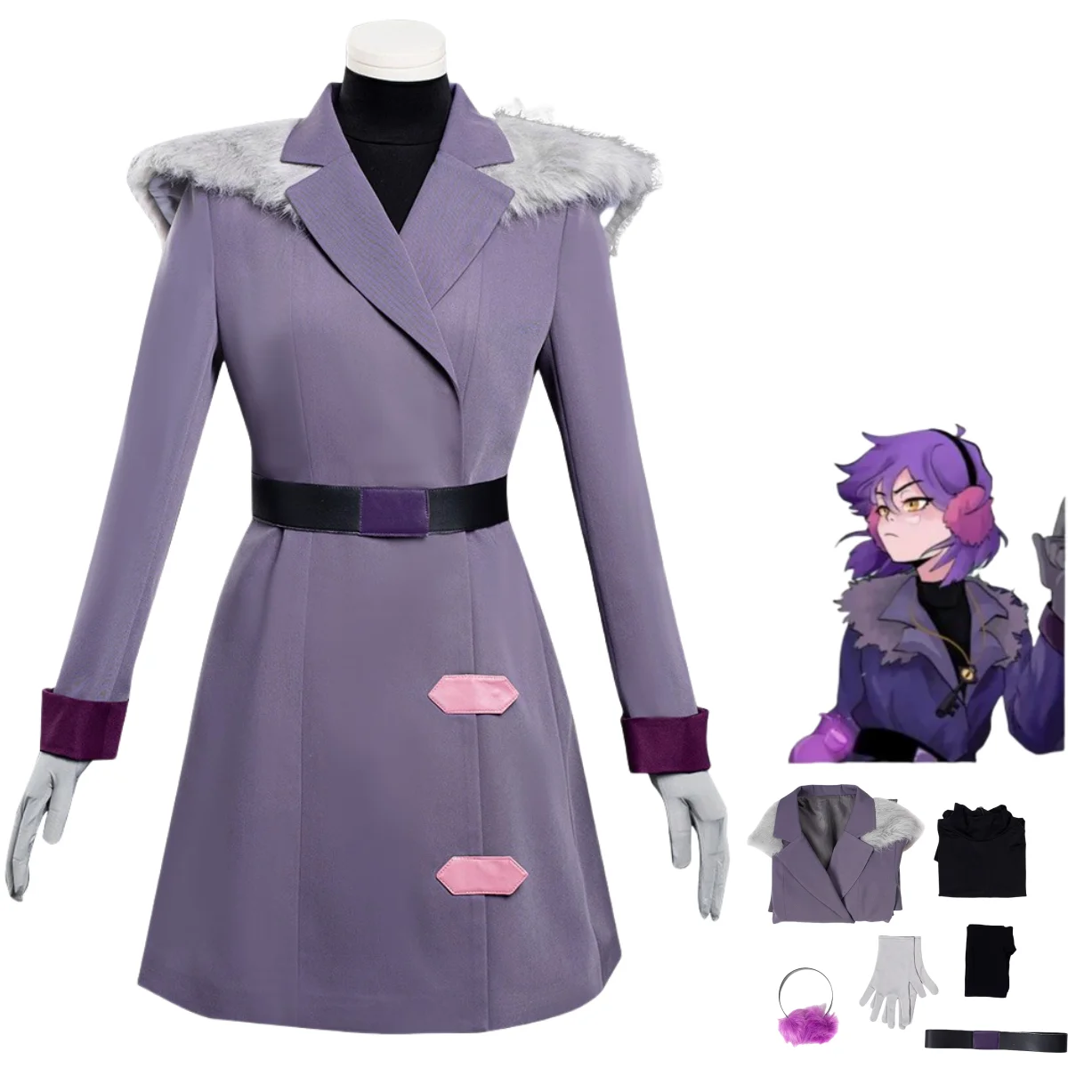 American Movies Owl House Amity Blight Cosplay Costume Purple Long Sleeved Dress Coat Adult Woman Kawaii Carnival Christmas Suit