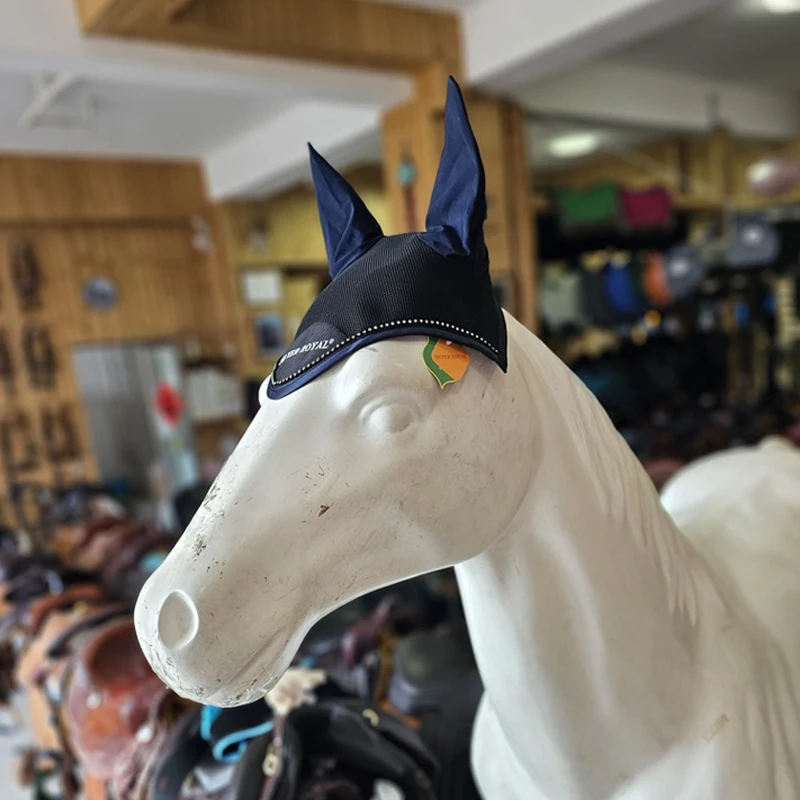 horse-fly-mask-with-ears-nylon-mesh-uv-protection-breathable-diamond-blue-equestrian-mask-with-ear-covers-summer