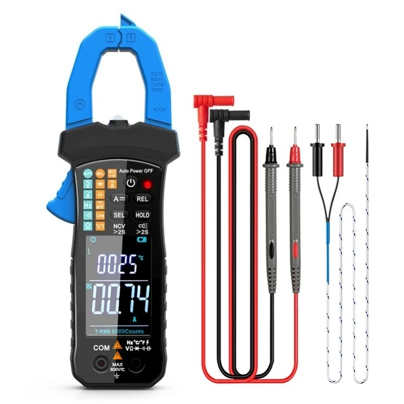 FOR  HVAC Solar Lab ElecIndustrial 6000 Counts True-RMS AC/DC Clamp Multimeter Capacitance Resistance Diode NCV Live Wire Tester