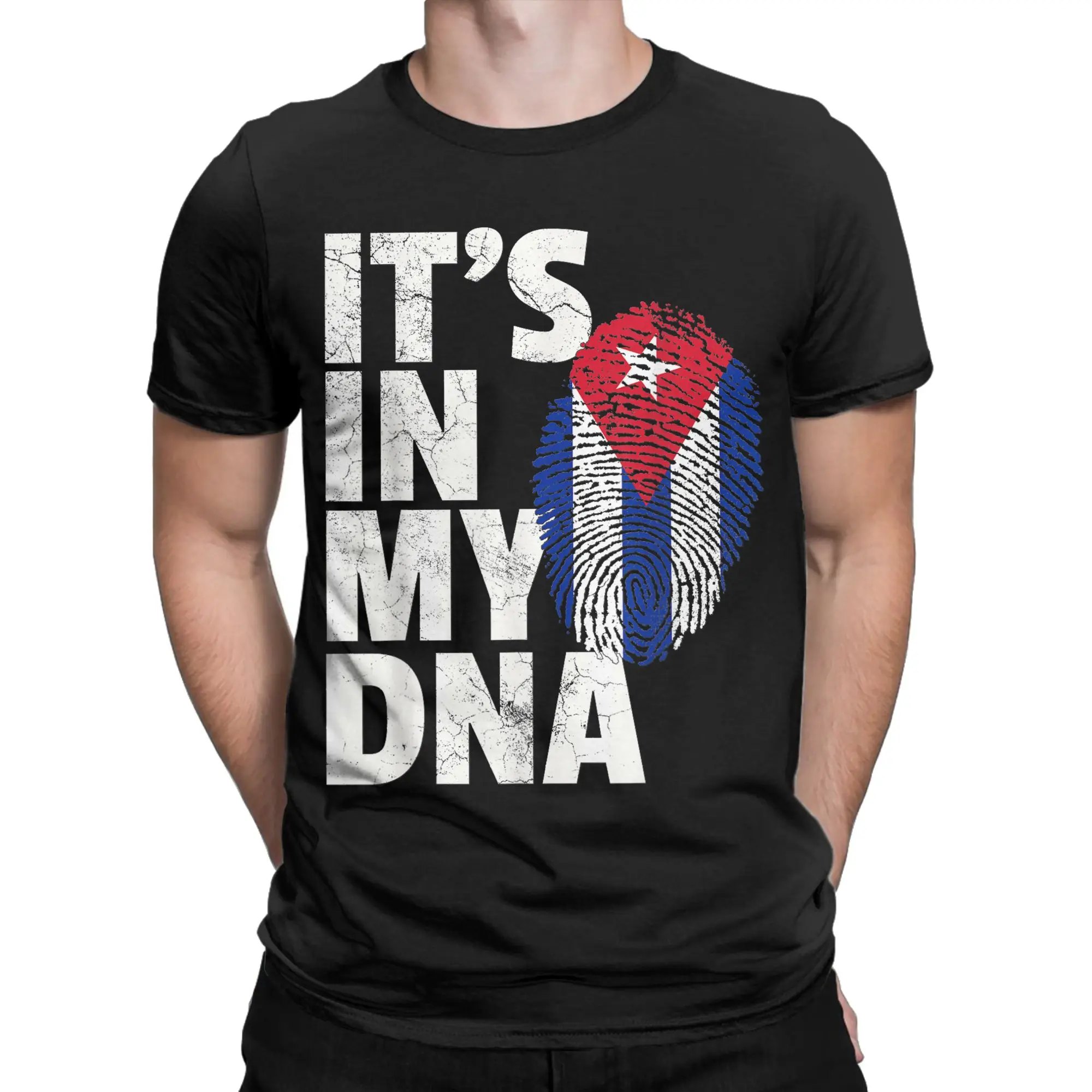 It's in My DNA Cuba Flag Cuban Pride T-Shirt Men Cotton Tops Harajuku  O-neck Short Sleeve