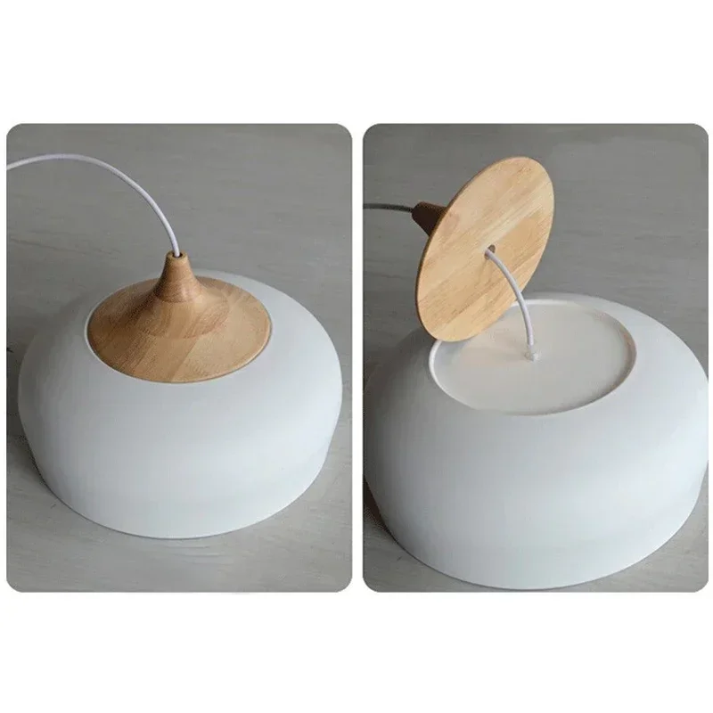 

Oak Wood Lamp E27 Modern Pendant Light Socket Lampholder Hanging White Black Optionally 300mm / 350mm