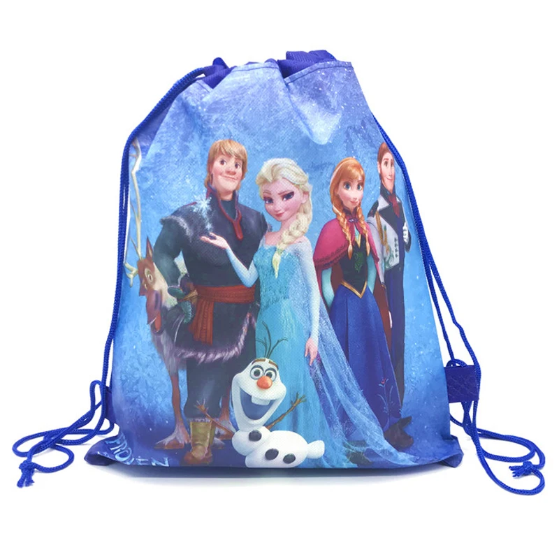 48/24/12/6pcs Disney Freezen Anna Elsa Snow Queen Princess Gift Bags Non-woven Drawstring Bags School Backpack Birthday Party