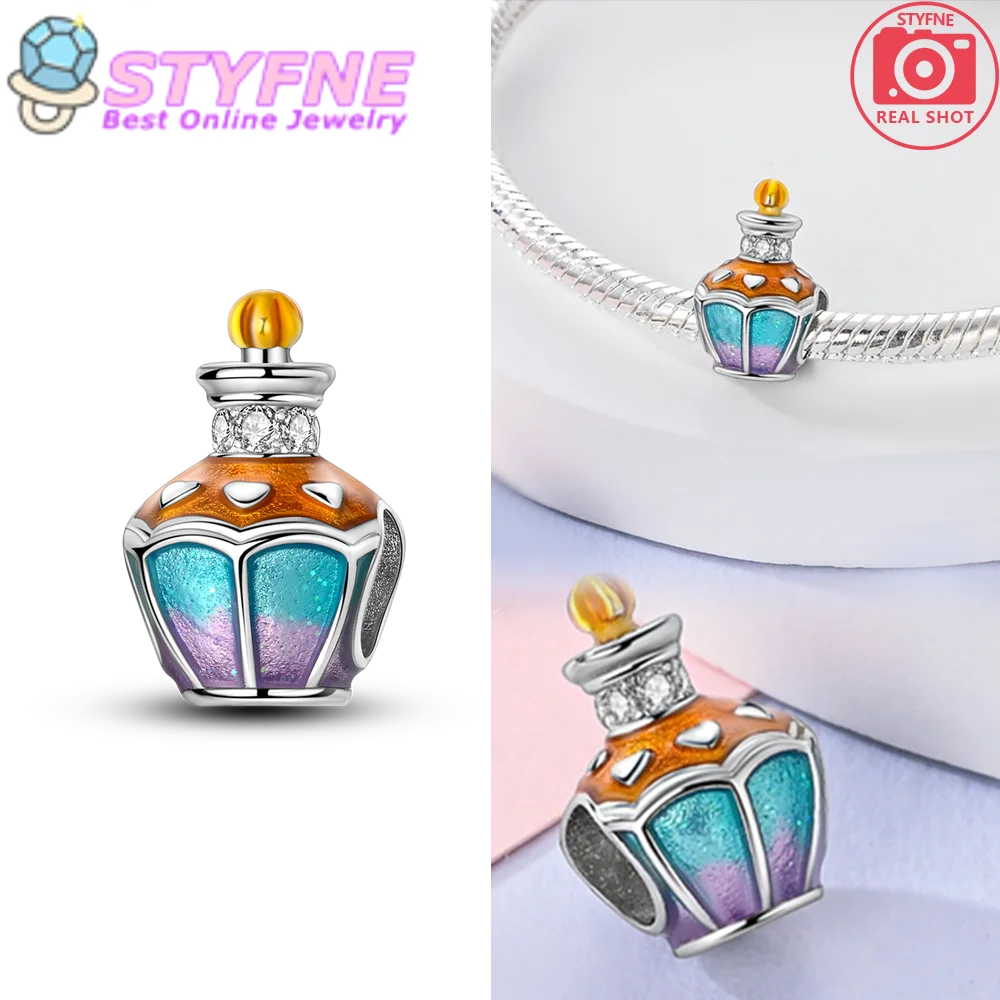 Fashion 925 Sterling Silver Colorful Romantic perfume Charm Fit DIY Bracelet Necklace Women's Creative Advertising Jewelry Gift