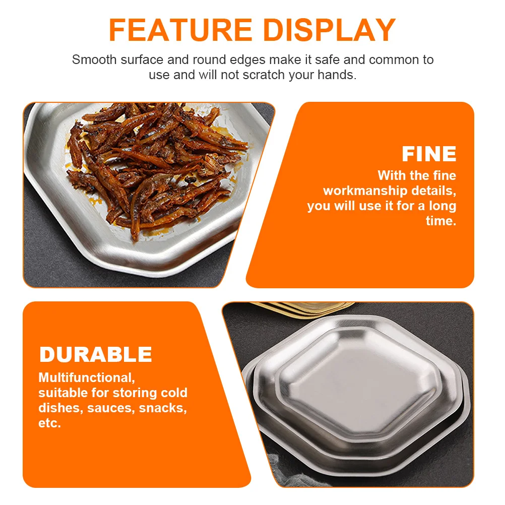 

Stainless Steel Snack Plate Food Storage Tray Multipurpose for Home Kitchen Restaurant Serving Pickle Condiment