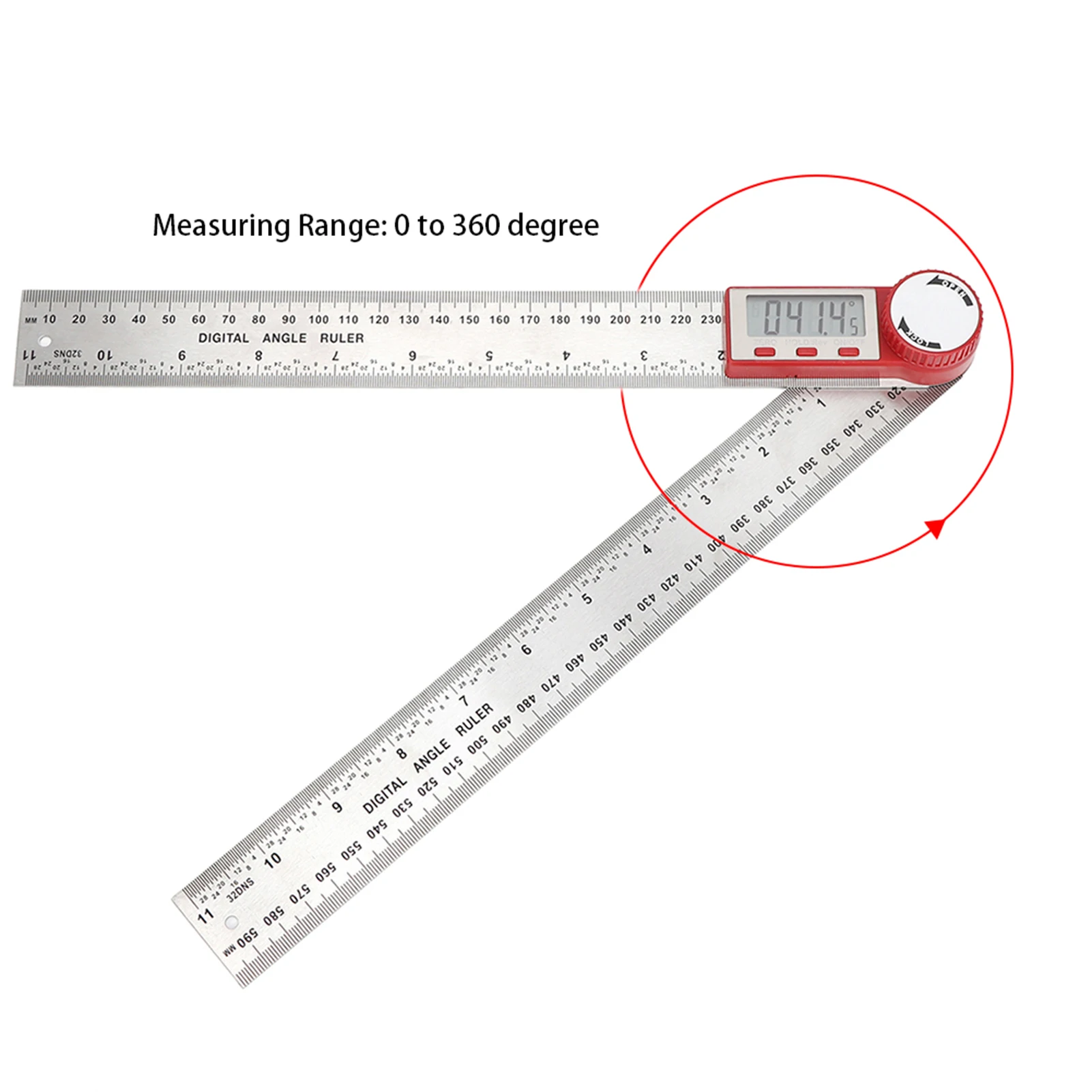 Digital Ruler Stainless Steel Electronic Ruler 360 Degree Measuring Tool for Angle Length Measurement Ruler Hand Operated Tool