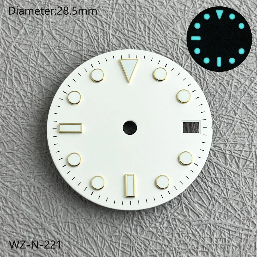 قرص NH35 28.5 ملم قرص غوص أزرق مضيء مناسب لملحقات ساعة الحركة الميكانيكية الأوتوماتيكية NH35 يمكن تخصيص الشعار