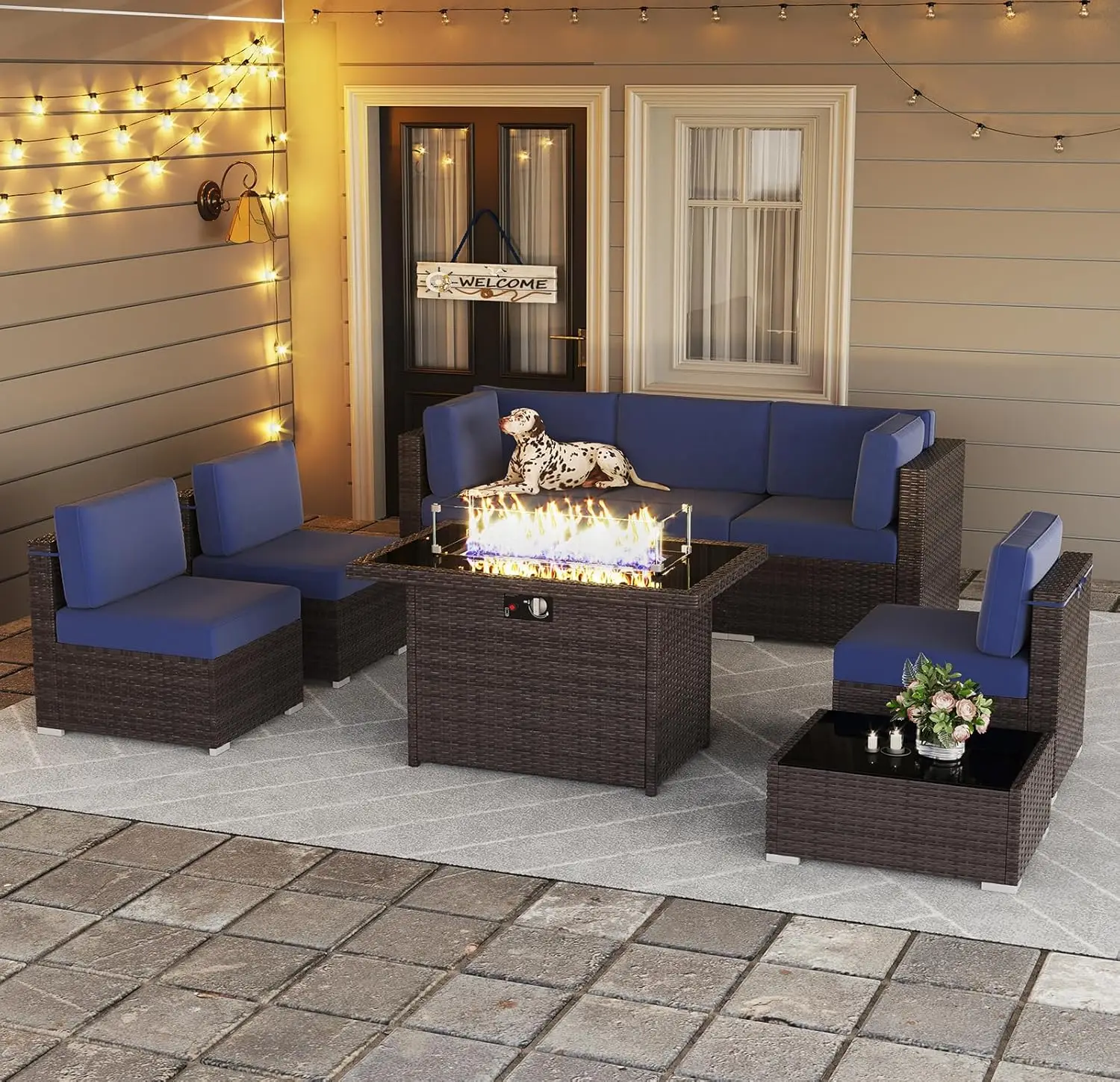 8 Pieces Outdoor Patio Furniture Set with 44