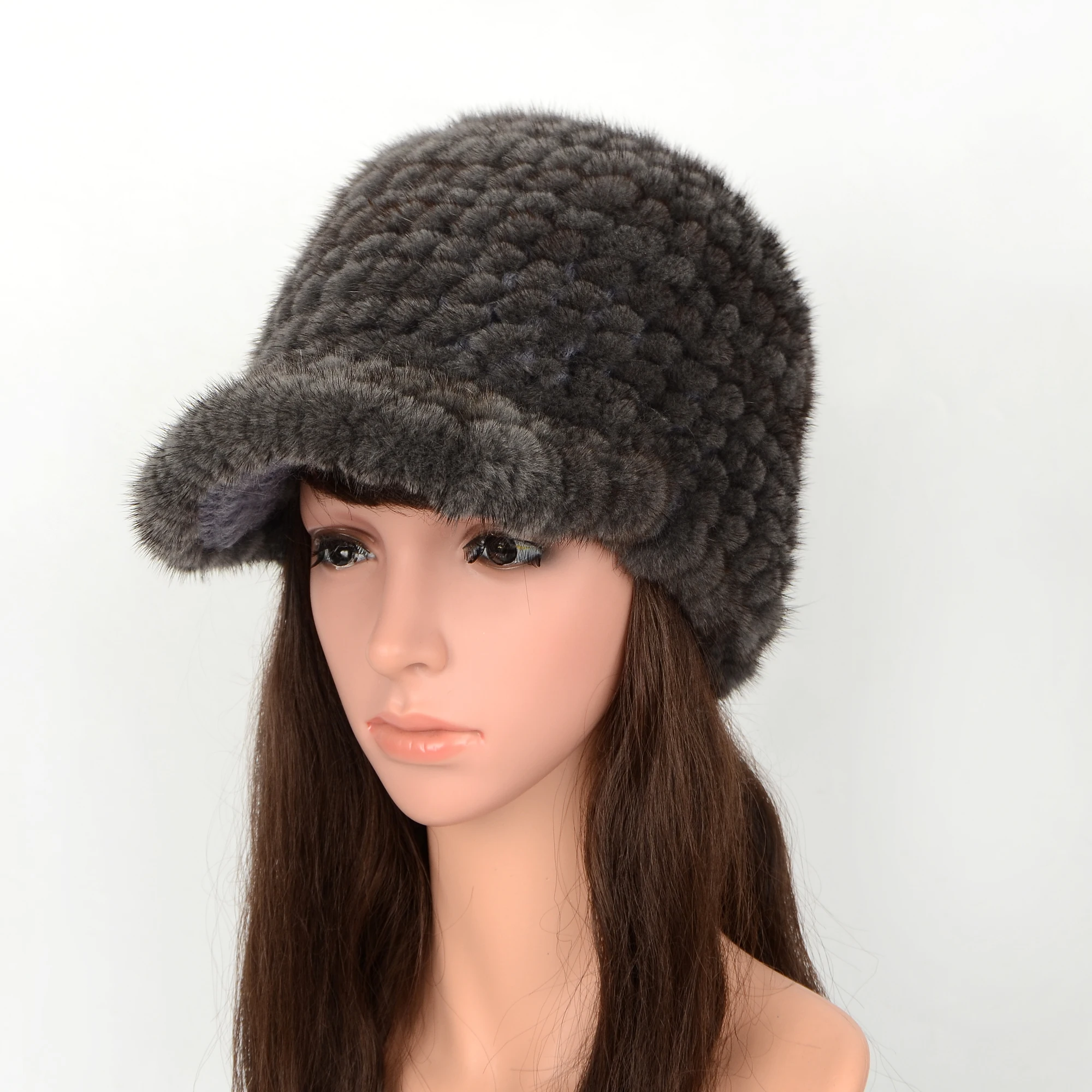 woman Mink fur hat mink fur hat Cap Knight Hat autumn and winter warm hat thickened Natural Knitted Mink Fur Hat Warm Beanies