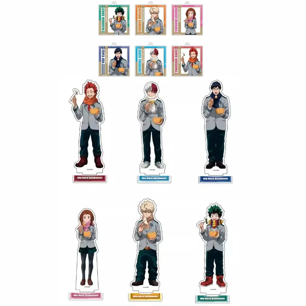 Game Midoriya Izuku Uraraka Ochako Bakugou Katsuki Acrylic Stand Figure Doll Anime Keychain Toy Keyring Gift