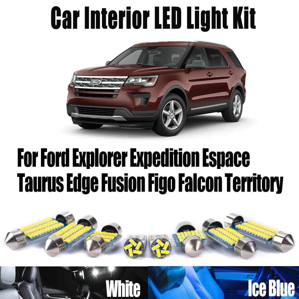 

Canbus Car LED Interior Map Dome Ceiling Light Kit For Ford Explorer Expedition Espace Taurus Edge Fusion Figo Falcon Territory