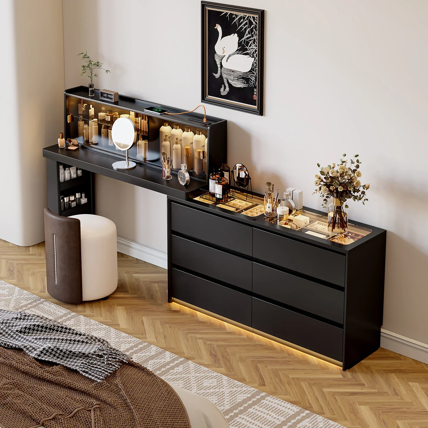 Makeup Table Home Luxury Furniture Simple Small Apartment Dresser Chest Cabinet Integrated Partition Room Furniture Combination