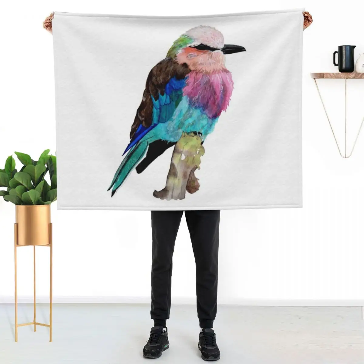Lilac Breasted Roller Bird Throw Blanket Polar Furry Softest manga Hairy Blankets