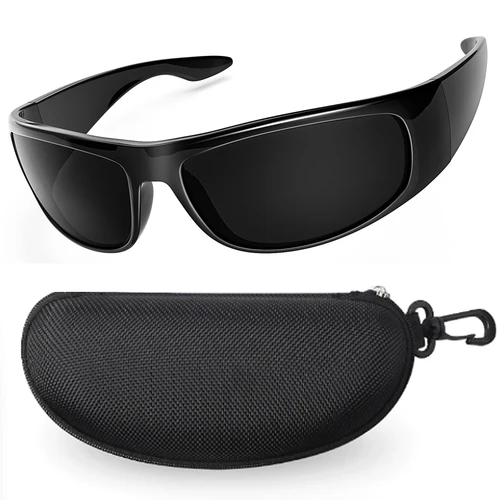 Gafas de sol oscuras para hombres, gafas de sol envolventes para cabezas grandes, gafas de protección UV400 para hombres W8005