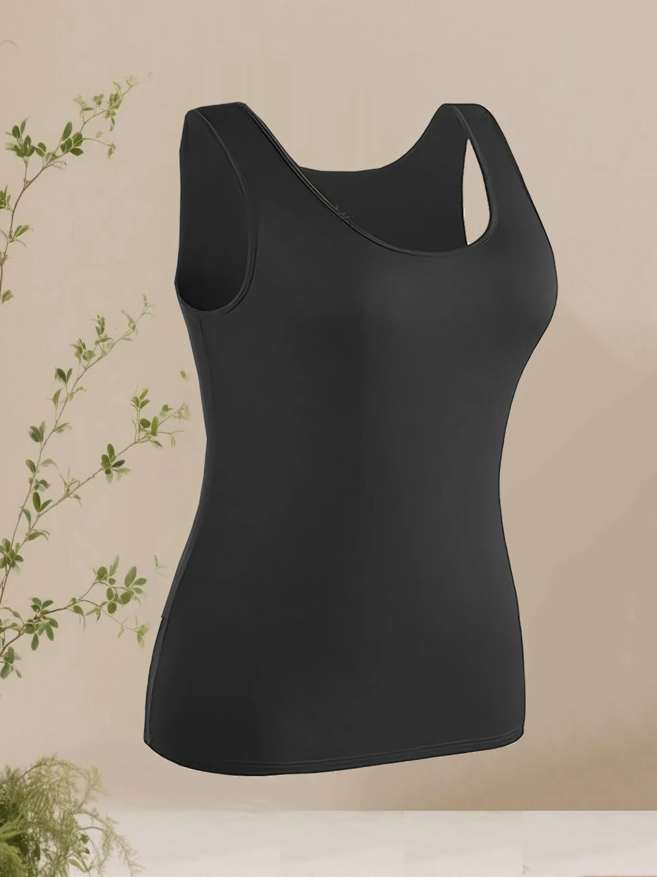 

Women Fashion Four Seasons Solid Color Vest Elegant Sexy U Neck Sleeveles Slim Bottoming Tops