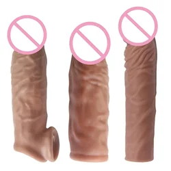 3 Arten Penis Extender Sleeve wiederverwendbare Kondome Sexspielzeug für Männer Verzögerung der Ejakulation Cock Lock Spermien Sexartikel für Erwachsene